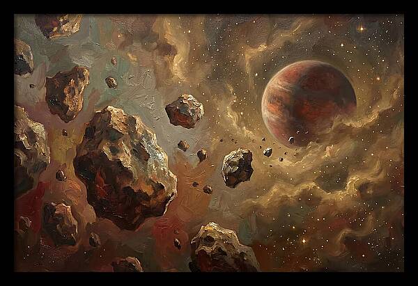Asteroid Field With Distant Planet