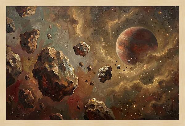 Asteroid Field With Distant Planet