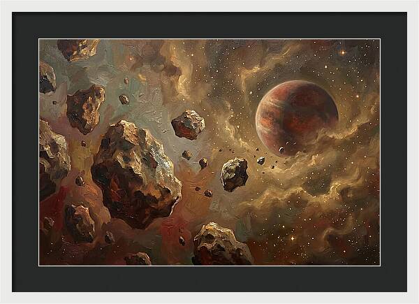 Asteroid Field With Distant Planet