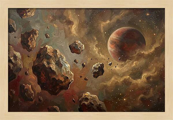 Asteroid Field With Distant Planet