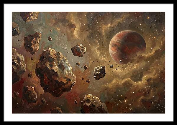 Asteroid Field With Distant Planet