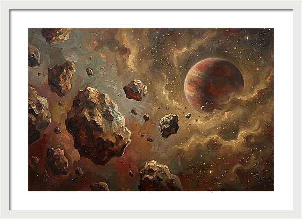 Asteroid Field With Distant Planet