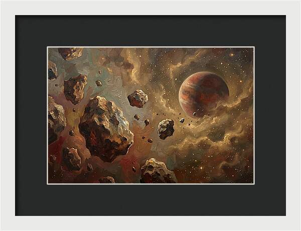Asteroid Field With Distant Planet