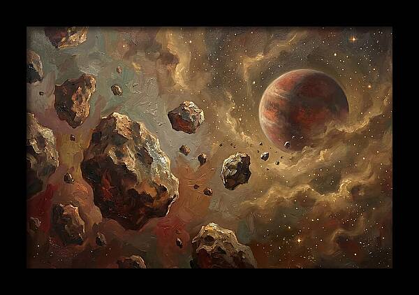 Asteroid Field With Distant Planet