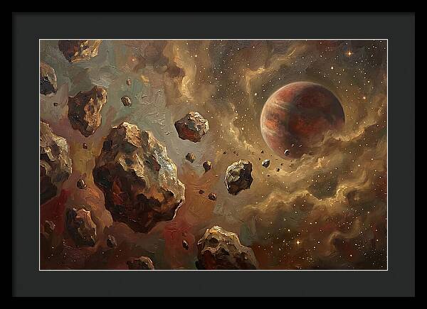 Asteroid Field With Distant Planet