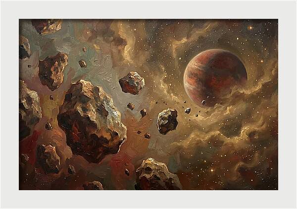 Asteroid Field With Distant Planet