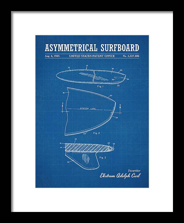 Asymmetrical Surfboard Blueprint Patent Us3337886a