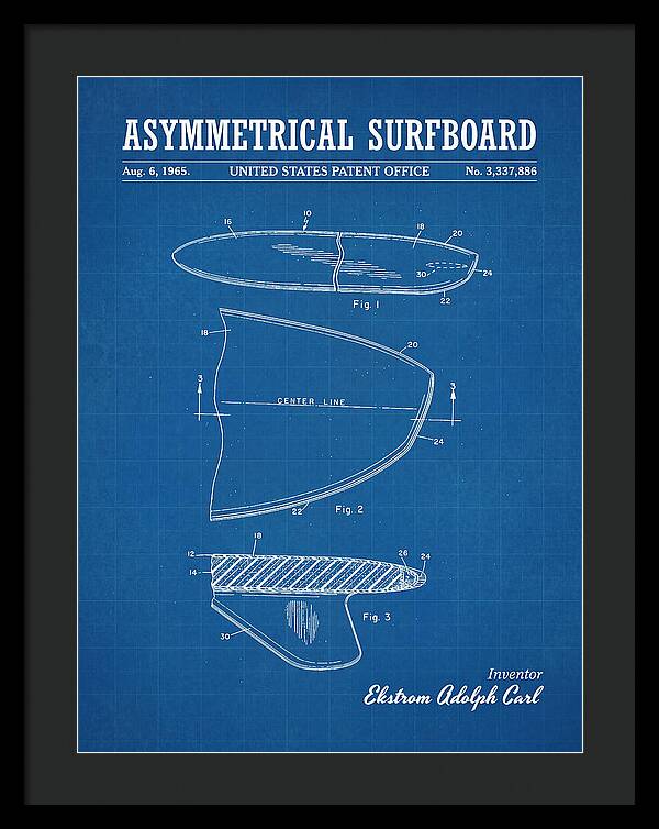 Asymmetrical Surfboard Blueprint Patent Us3337886a