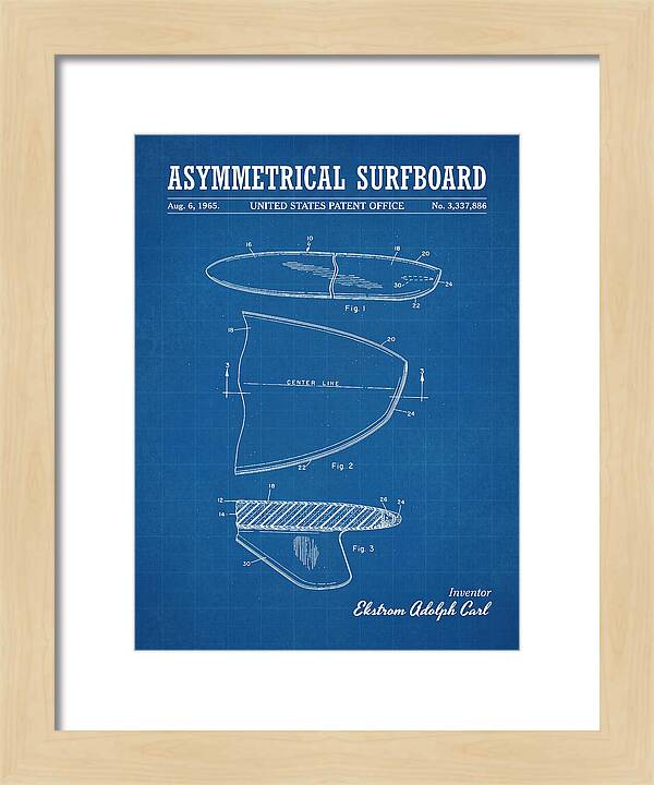 Asymmetrical Surfboard Blueprint Patent Us3337886a