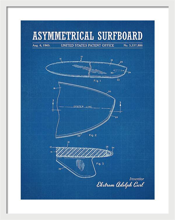 Asymmetrical Surfboard Blueprint Patent Us3337886a