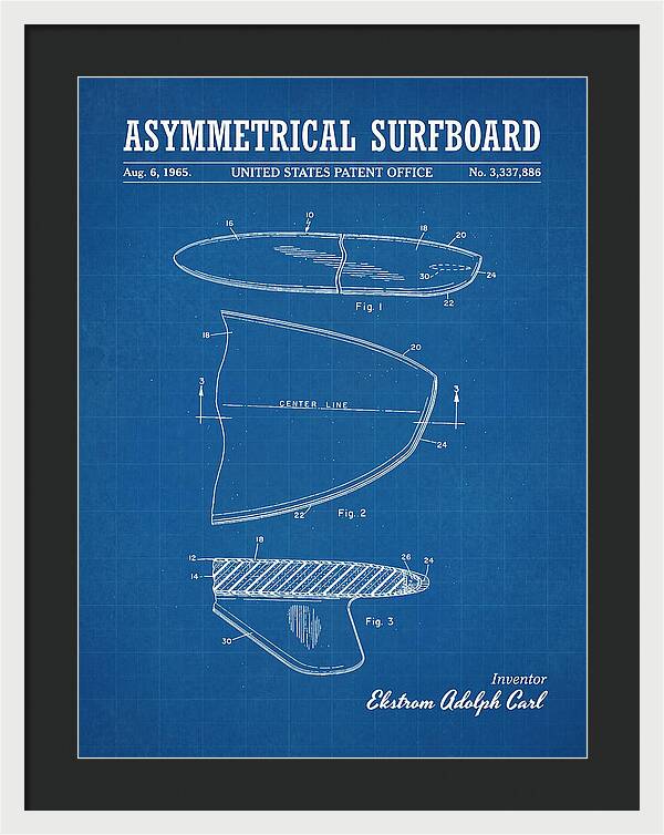 Asymmetrical Surfboard Blueprint Patent Us3337886a