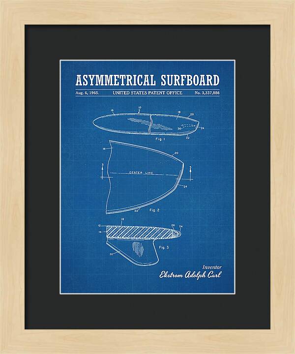 Asymmetrical Surfboard Blueprint Patent Us3337886a