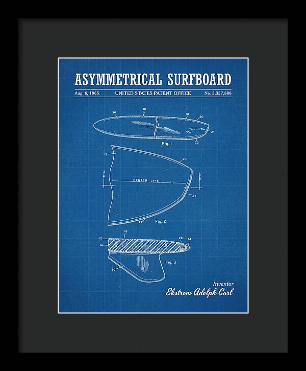 Asymmetrical Surfboard Blueprint Patent Us3337886a