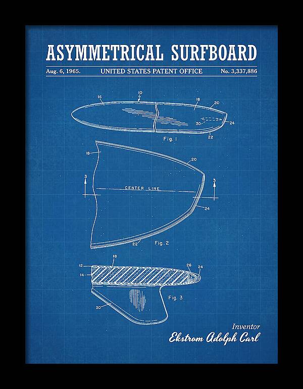 Asymmetrical Surfboard Blueprint Patent Us3337886a