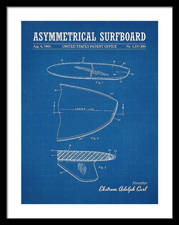 Asymmetrical Surfboard Blueprint Patent Us3337886a
