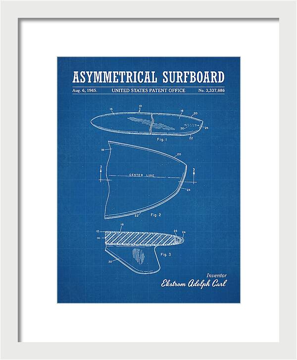 Asymmetrical Surfboard Blueprint Patent Us3337886a