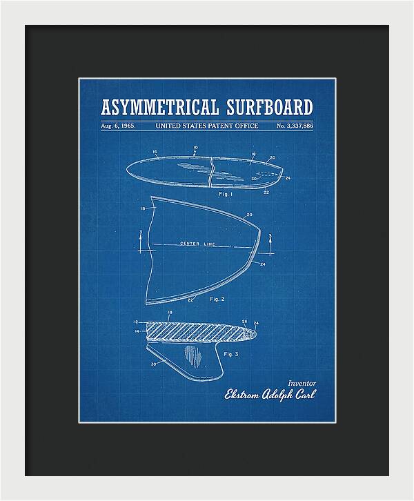 Asymmetrical Surfboard Blueprint Patent Us3337886a