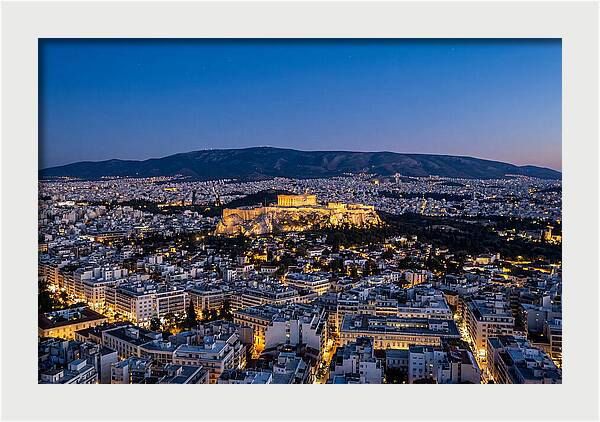 Athens Illuminated At Dusk