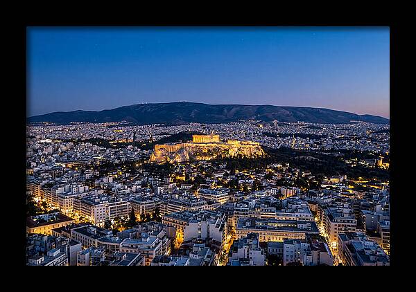 Athens Illuminated At Dusk