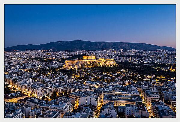 Athens Illuminated At Dusk