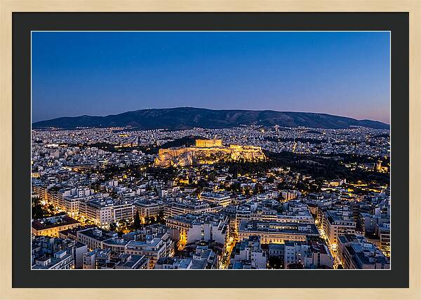 Athens Illuminated At Dusk