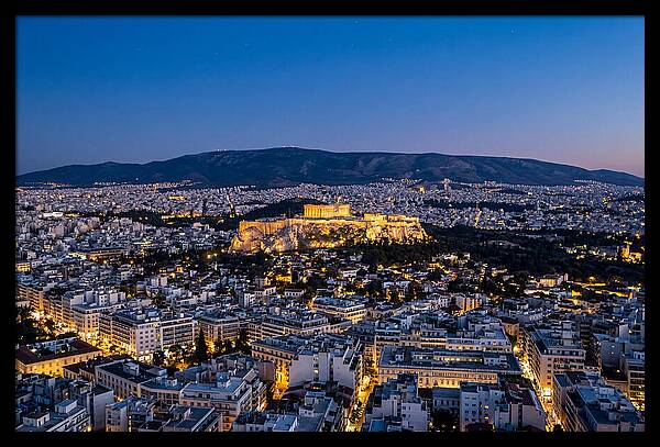 Athens Illuminated At Dusk