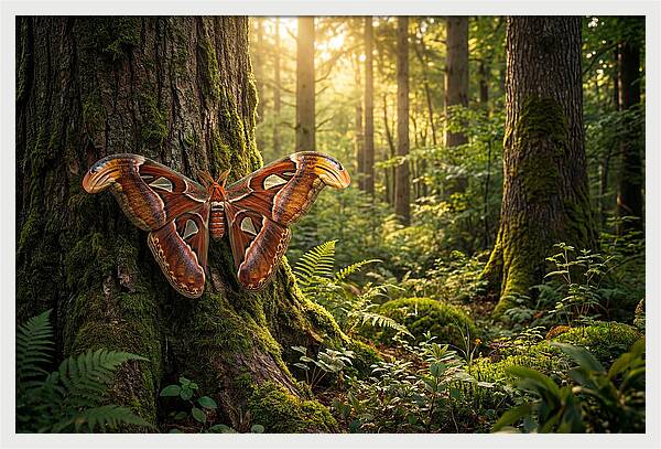 Atlas Moth Among Ancient Trees