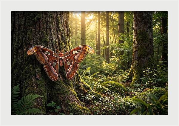 Atlas Moth Among Ancient Trees