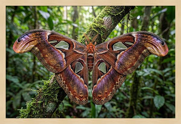 Atlas Moth Displaying Majestic Wingspan
