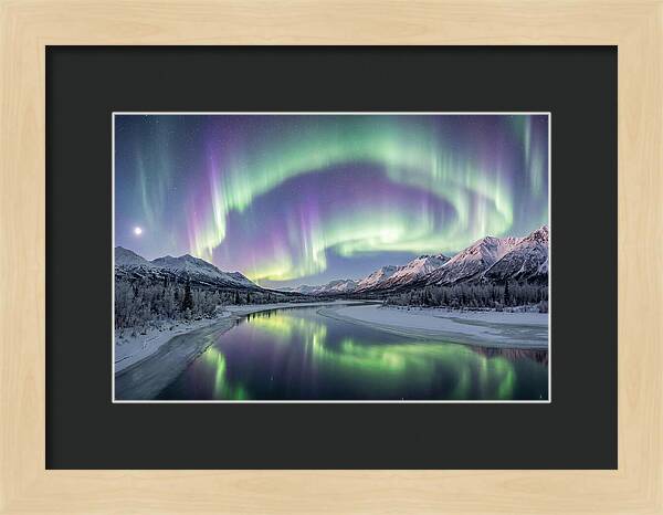 Aurora Borealis Over Frozen Valley