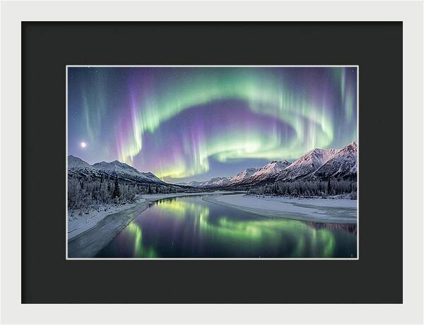 Aurora Borealis Over Frozen Valley
