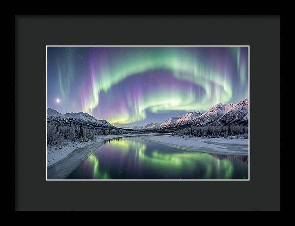 Aurora Borealis Over Frozen Valley