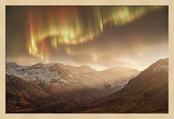 Aurora Borealis Over Majestic Mountains