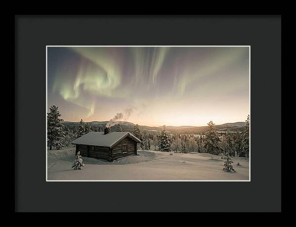 Aurora Borealis Over Remote Cabin