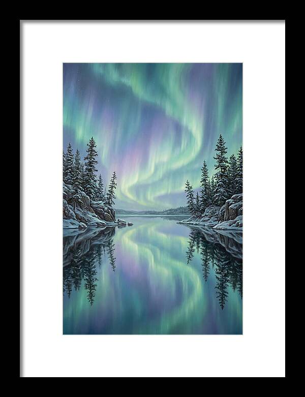 Aurora Borealis Reflected In Calm Glacier