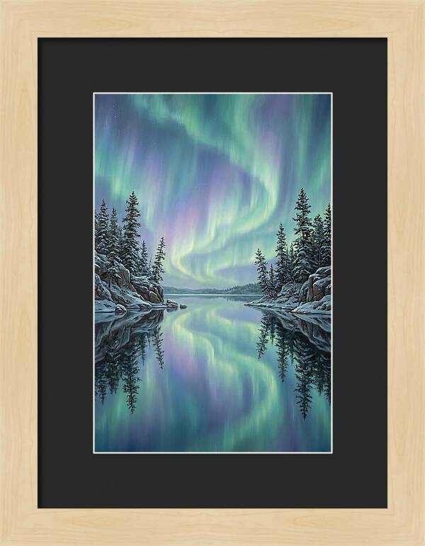 Aurora Borealis Reflected In Calm Glacier