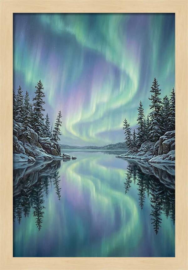 Aurora Borealis Reflected In Calm Glacier
