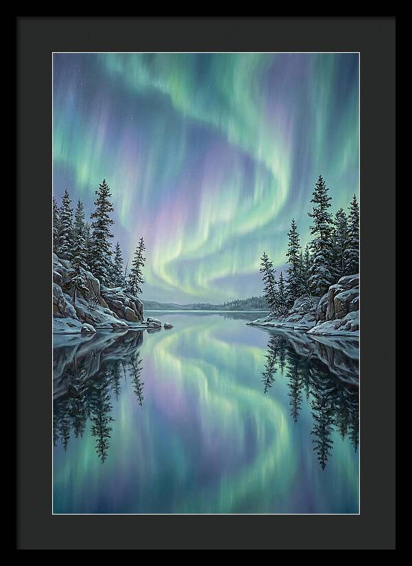 Aurora Borealis Reflected In Calm Glacier