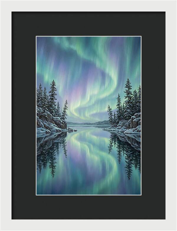 Aurora Borealis Reflected In Calm Glacier