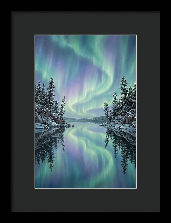 Aurora Borealis Reflected In Calm Glacier