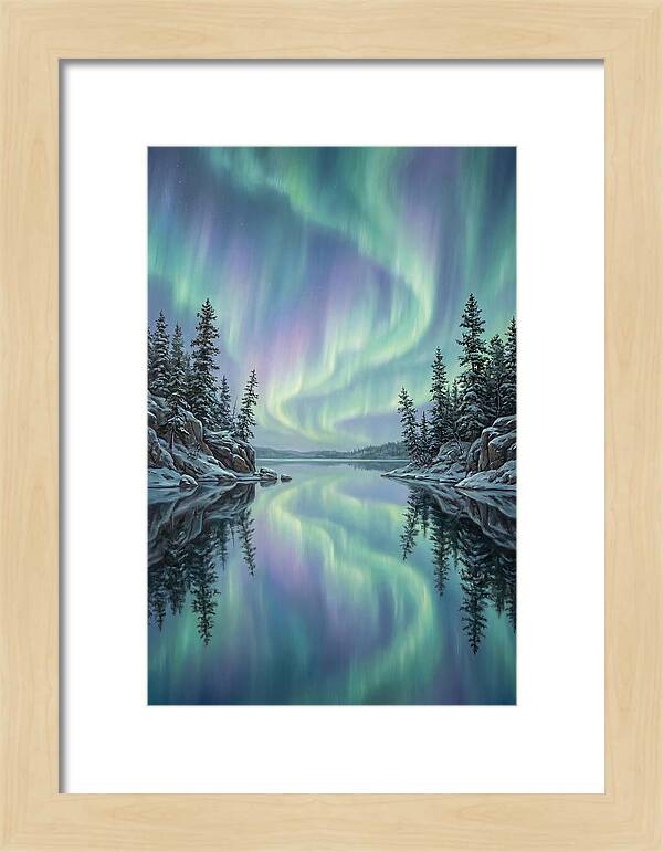 Aurora Borealis Reflected In Calm Glacier