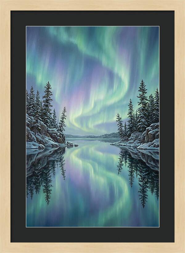 Aurora Borealis Reflected In Calm Glacier