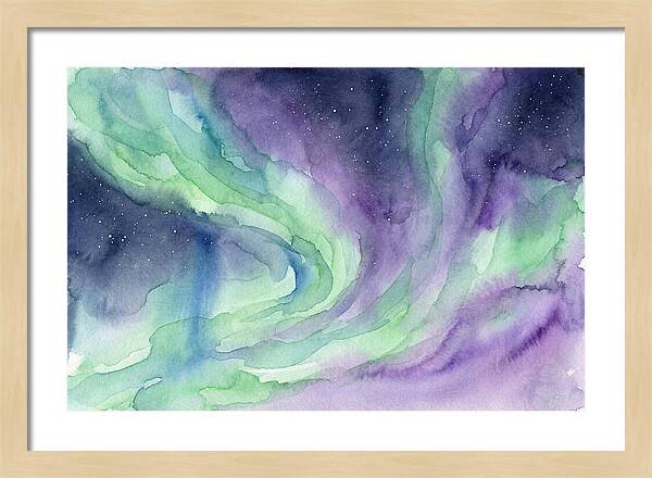 Aurora Borealis Watercolor Dreamscape