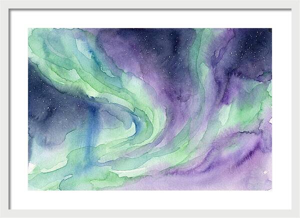 Aurora Borealis Watercolor Dreamscape