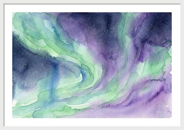 Aurora Borealis Watercolor Dreamscape
