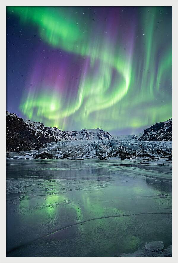 Aurora Over Glacial Landscape