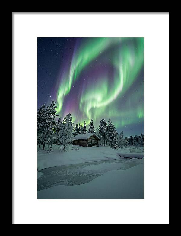 Aurora Over Snowy Cabin