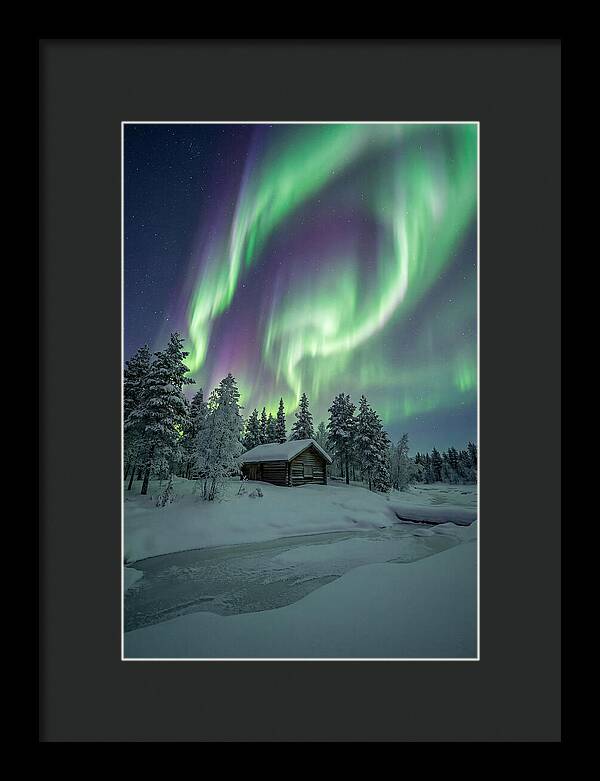 Aurora Over Snowy Cabin