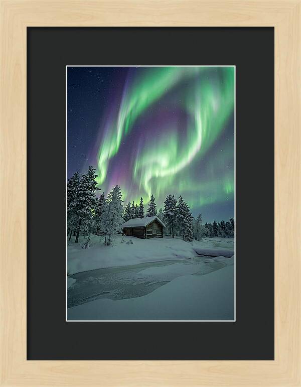Aurora Over Snowy Cabin