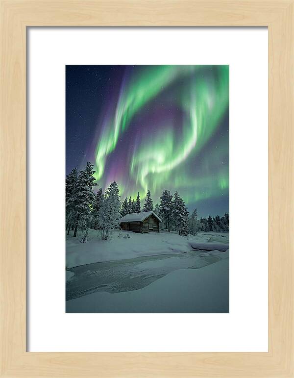 Aurora Over Snowy Cabin